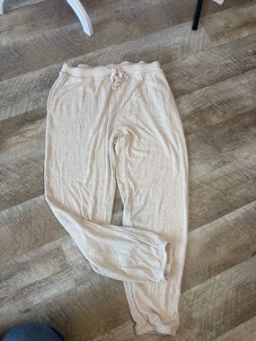 Auden Ribbed  Soft & Cozy Lounge Joggers in Light Neutral, Tie Waist